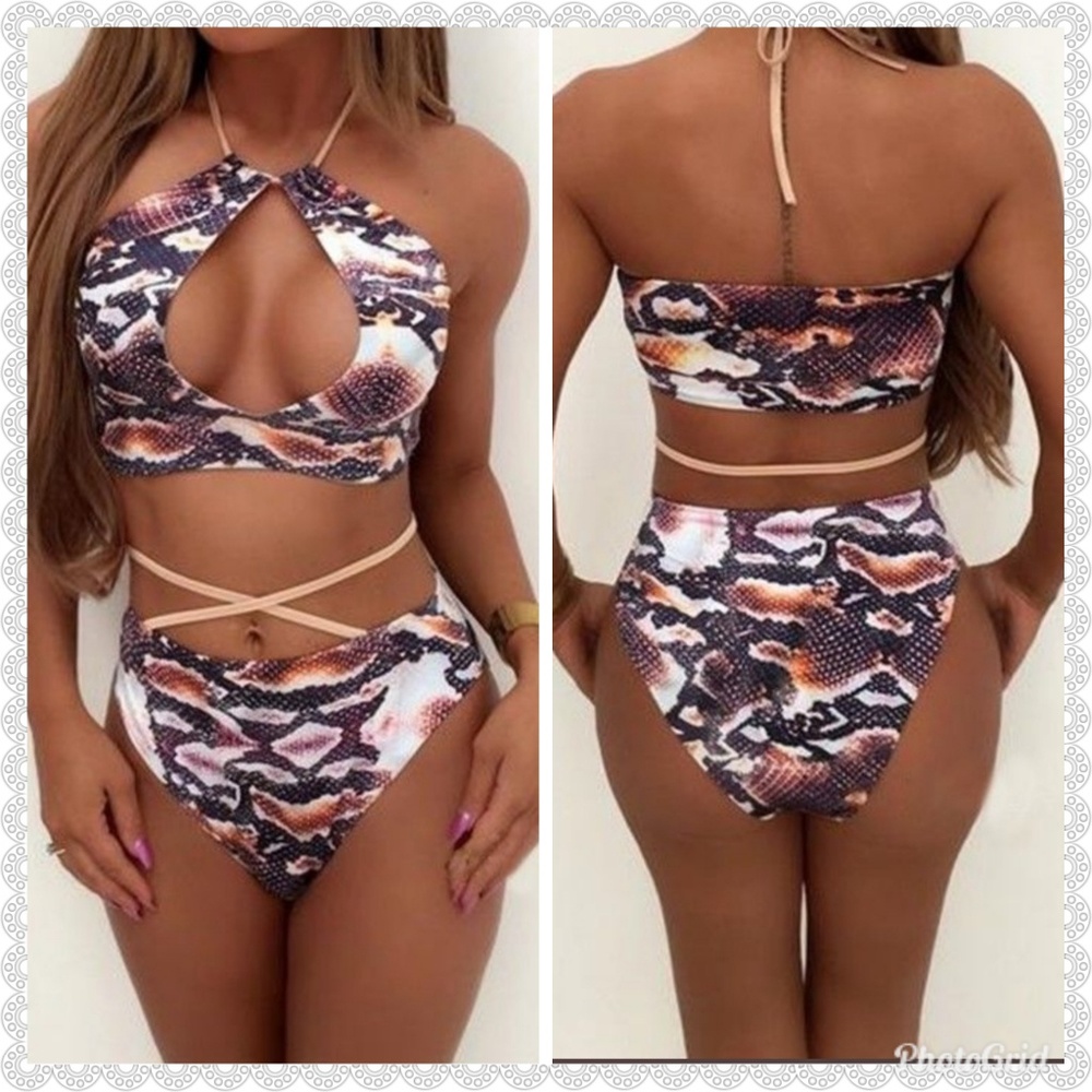SNAKE PRINT BANDAGE BIKINI